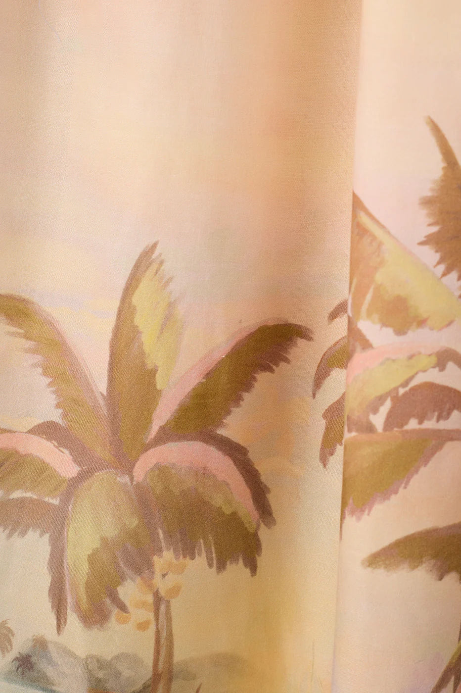 Curtain with palm tree design on a beige background