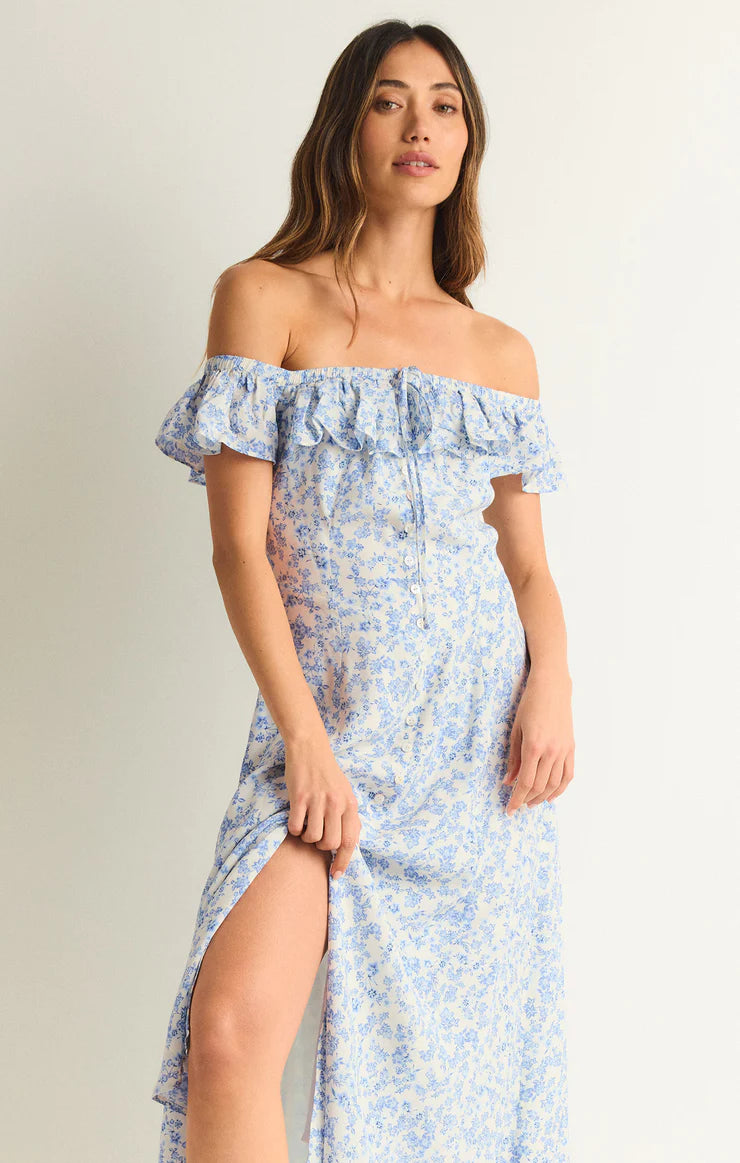 VEDA OFF SHOULDER MIDI DRESS