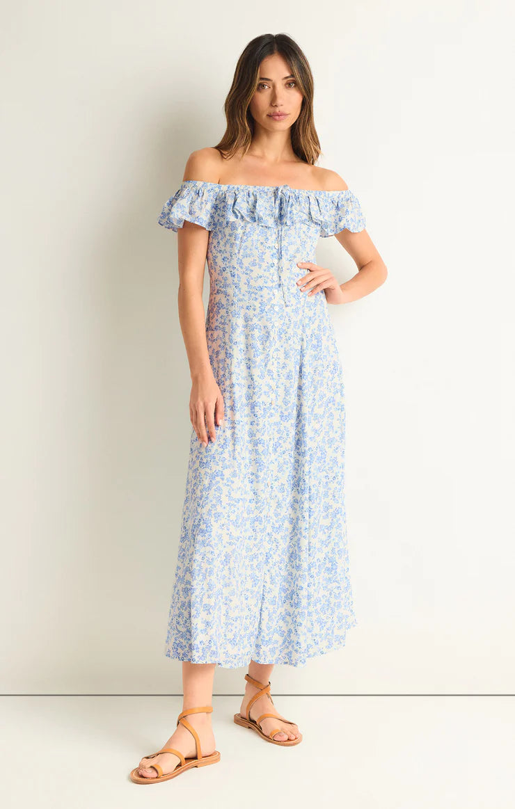 VEDA OFF SHOULDER MIDI DRESS