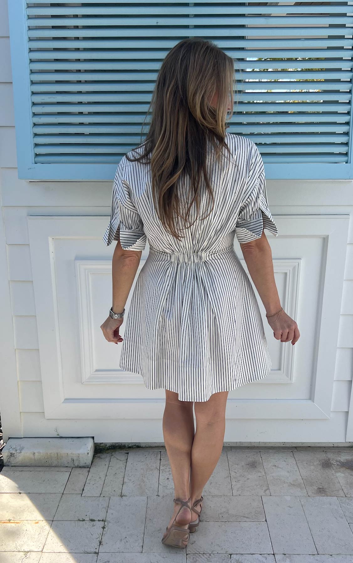 LORENZA STRIPED MINI SHIRT DRESS