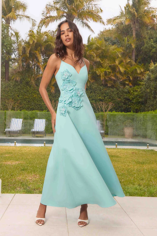 Elliat Stella A-Line Gown in Aqua Blue