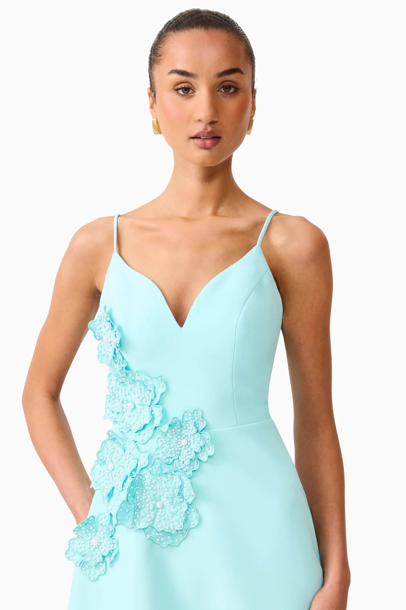 Elliat Stella A-Line Gown in Aqua Blue