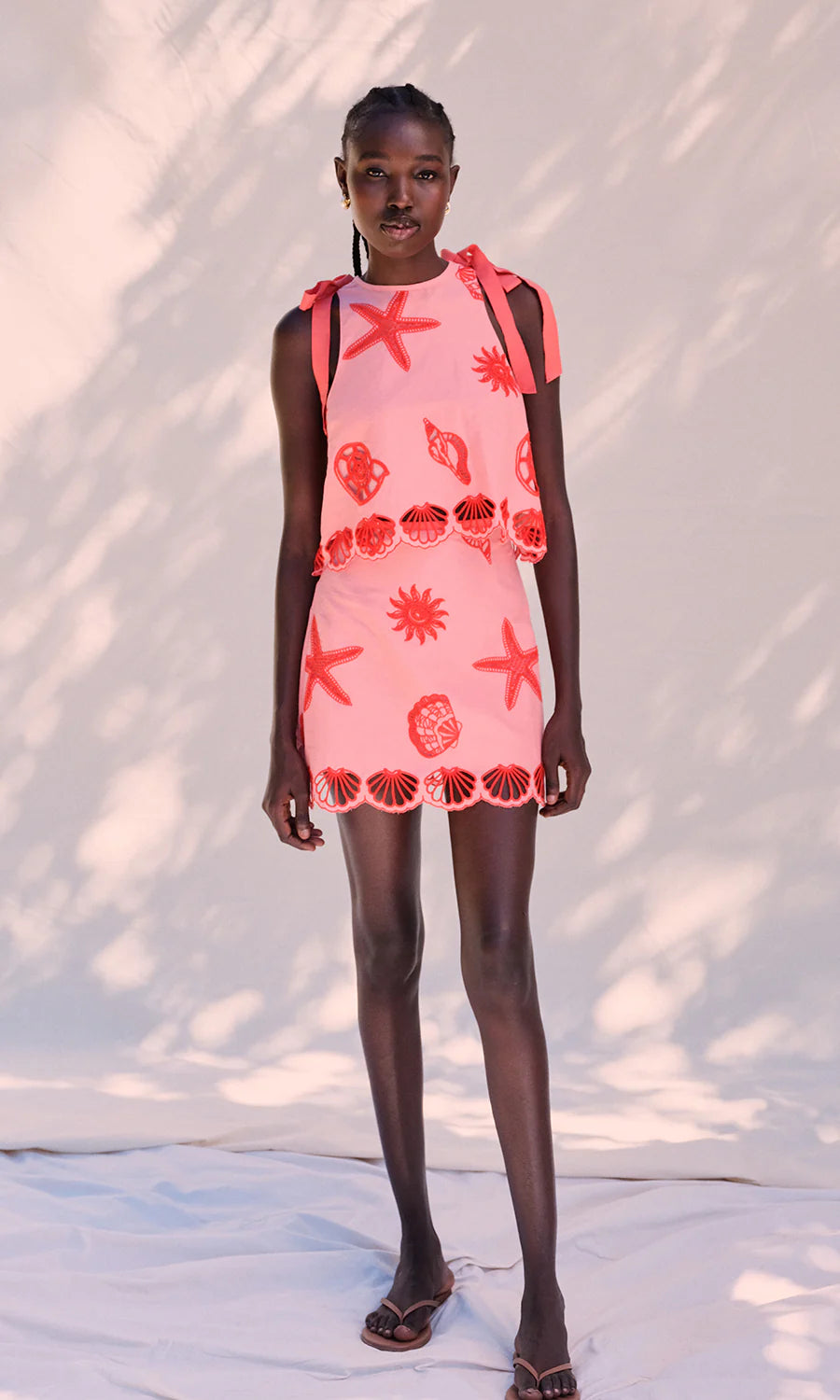 Saylor NYC Ima Set – Pink Seashell Eyelet Tank & Mini Skirt