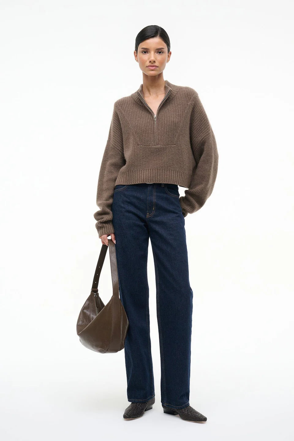 Model wearing Truffle sweater