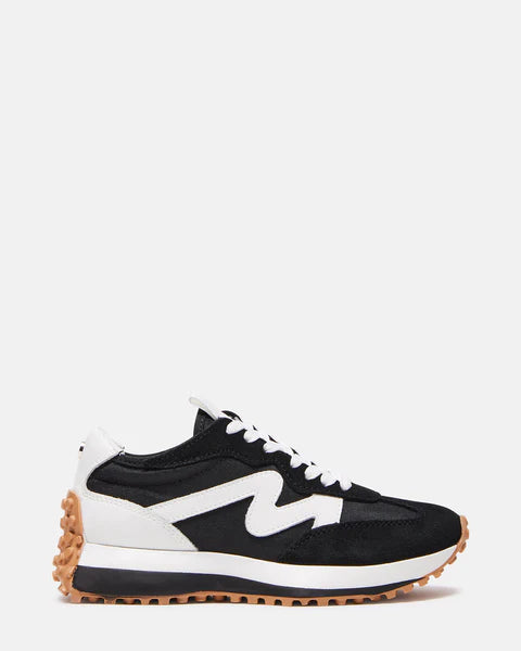 Steve Madden Campo thick soled Sneaker in Black and white With a brown tread