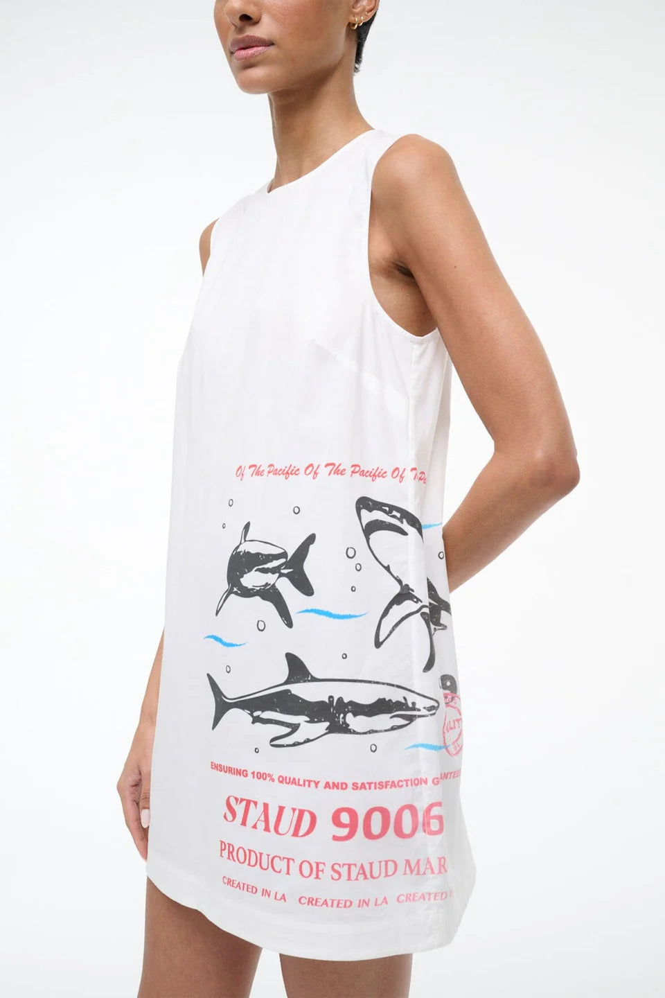 staud fish dress Staud Brea Dress Pacific Shark Print Mini